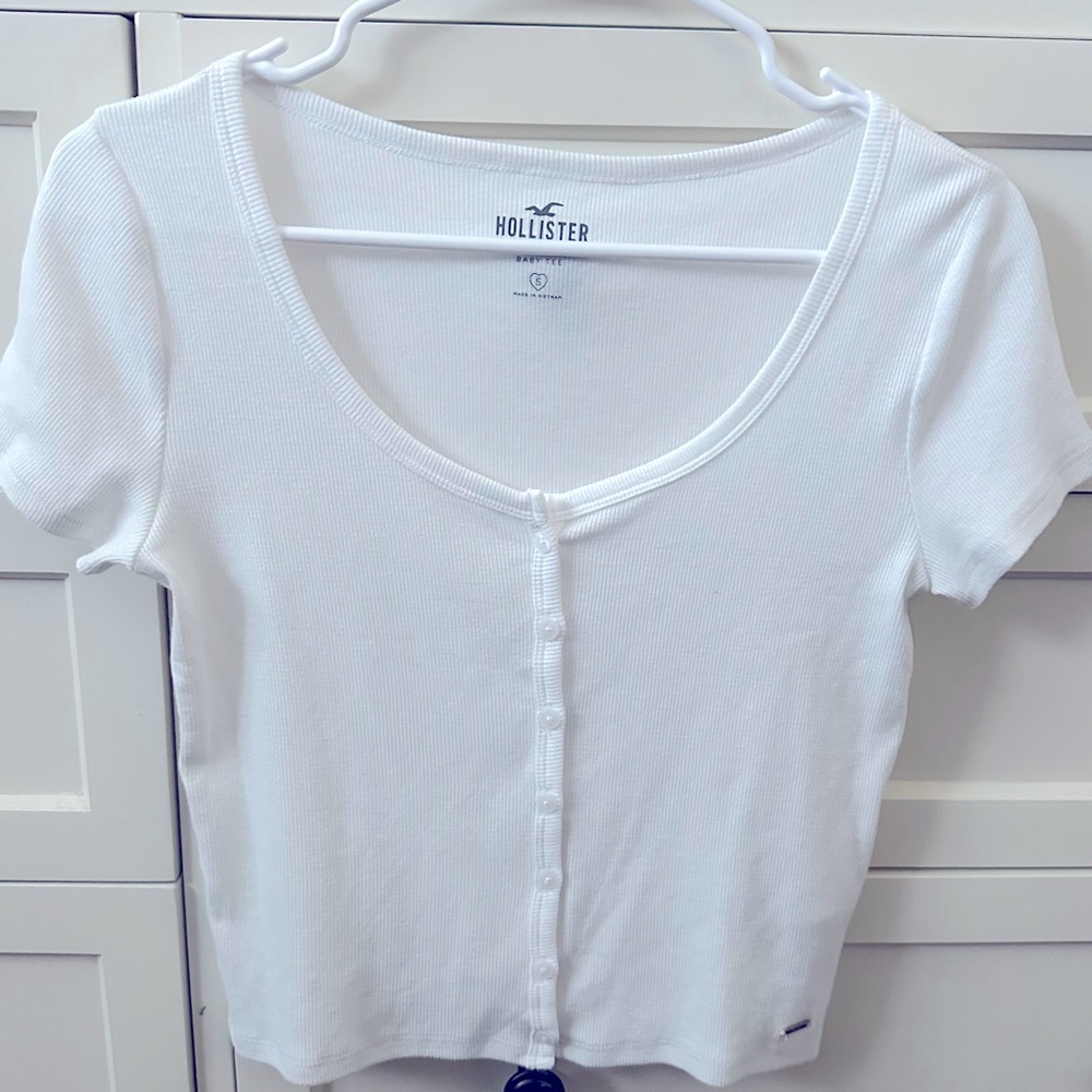 Small white baby tee from Hollister